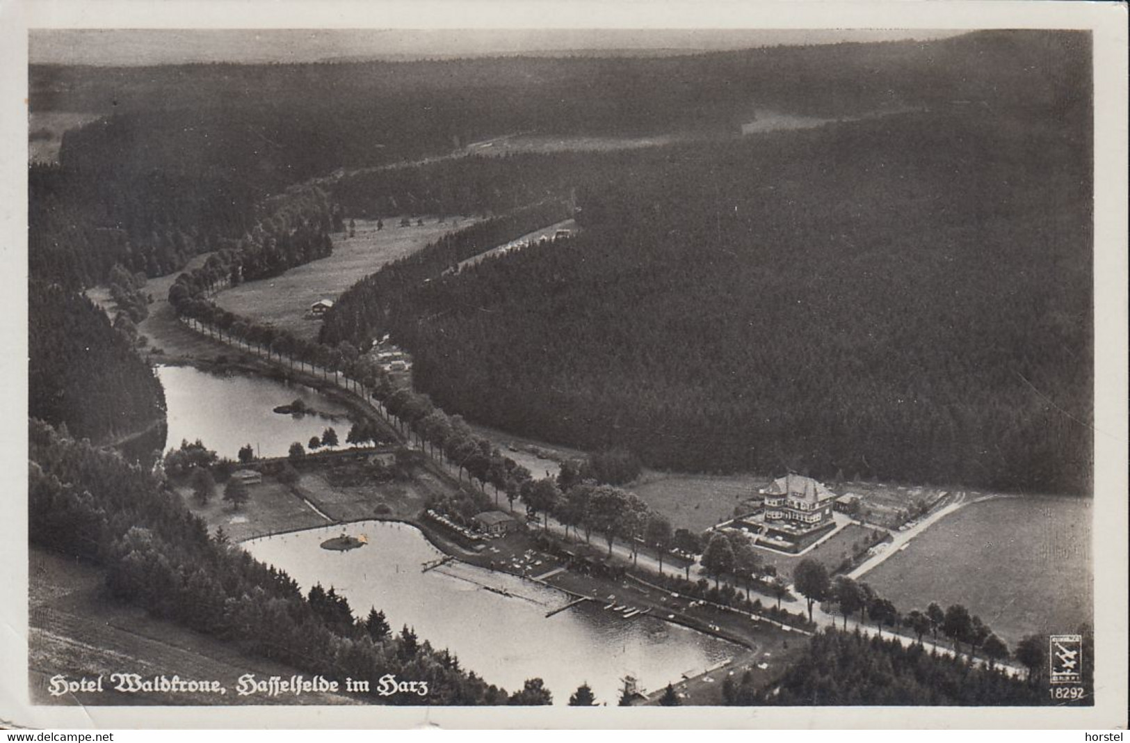 D-38899 Hasselfelde / Harz - Hotel "Waldkrone" Und Waldseebad Hasselfelde - Luftbild - Aerial View - Stamp 1939 - Herzberg