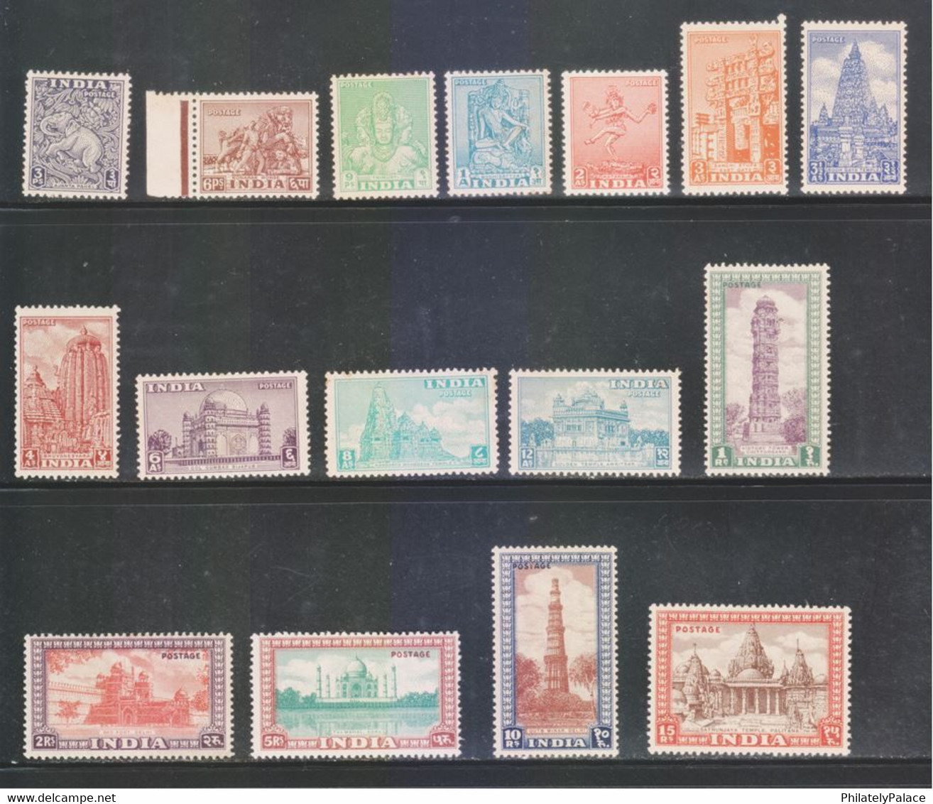 INDIA 1949 ARCHAELOGICAL & HISTORICAL MONUMENTS 3P To 15Rs.(16V) MNH / MINT COMPLETE SET (**) INDE INDIEN - Nuovi