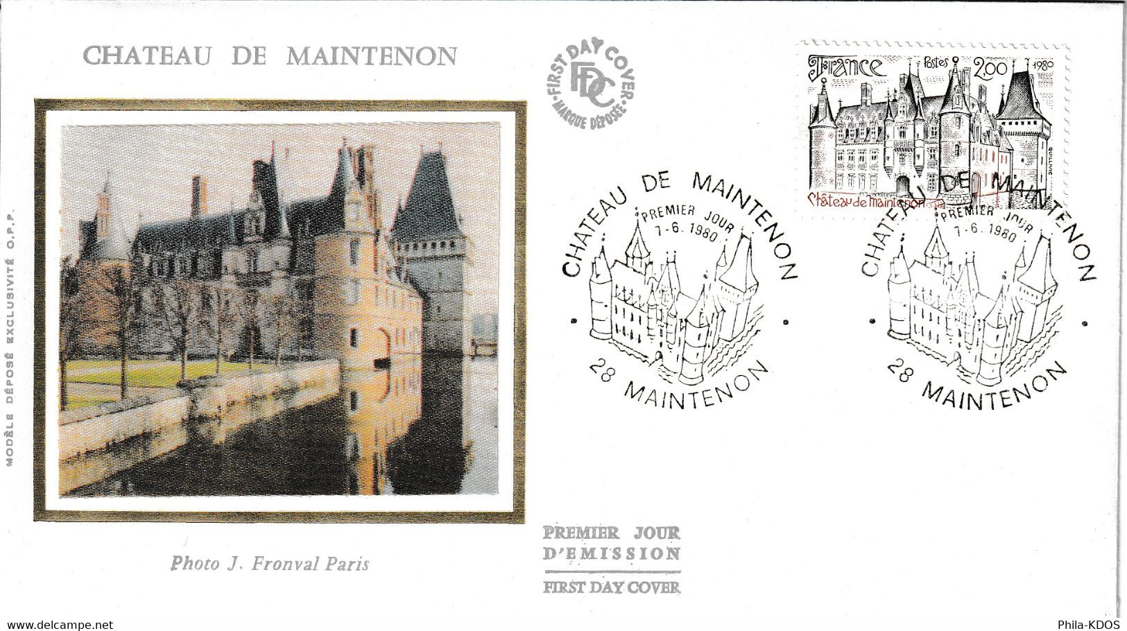 " CHATEAU DE MAINTENON " Sur Enveloppe 1er Jour Soie De 1980. N° YT 2082 Parfait état FDC - Châteaux