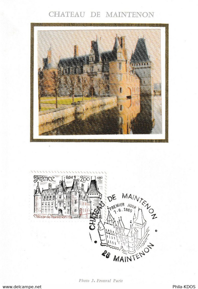 " CHATEAU DE MAINTENON " Sur Carte Mximum Soie De 1980. N° YT 2082 Parfait état CM - Châteaux