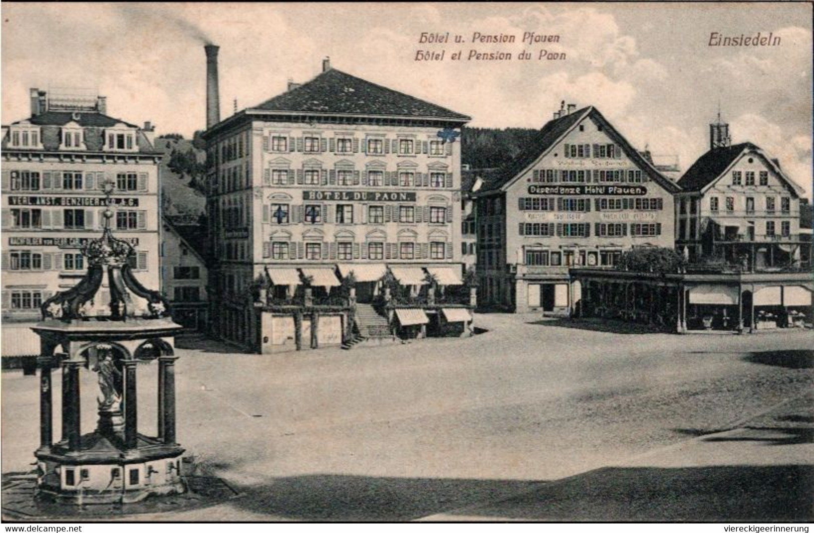 ! Alte Ansichtskarte Einsiedeln, Hotel Du Paon, Hotel Pfauen, Schweiz - Einsiedeln