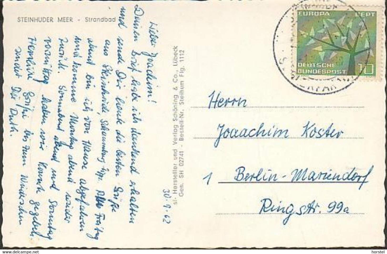 D-31515 Wunstorf - Steinhuder Meer - Strandbad - Luftbild - Air View - Nice Stamp "Cept 1962" - Steinhude