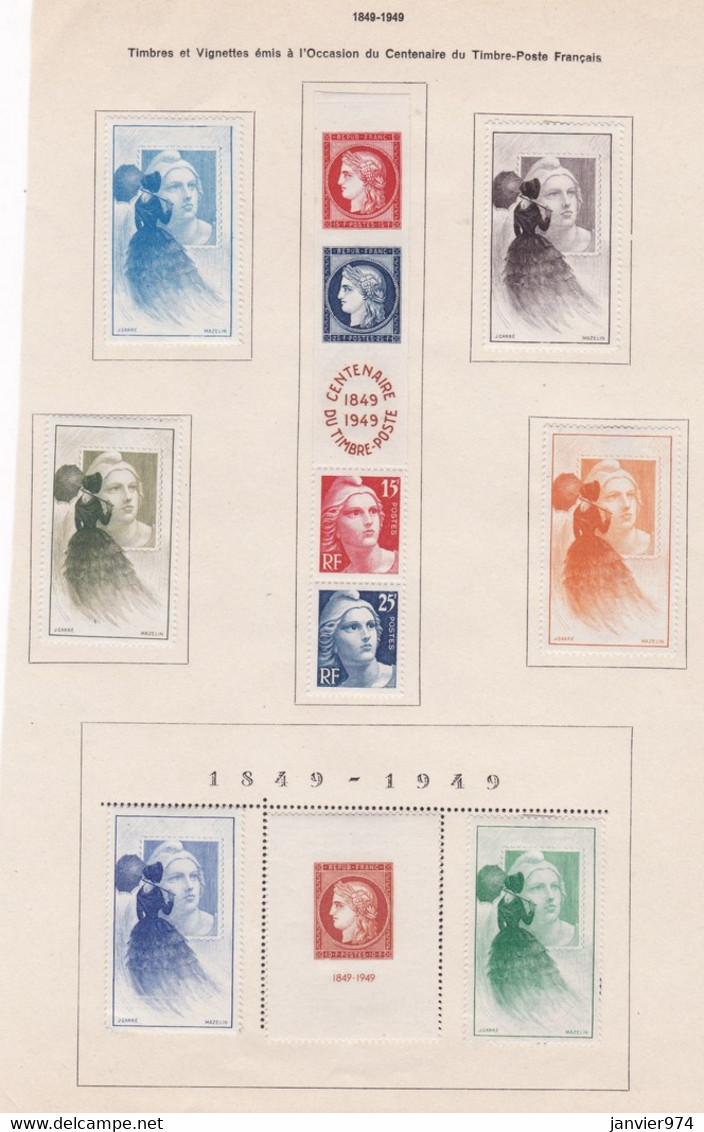 9 Timbres 1849 1949 Centenaire, Sur Charnières - Ongebruikt