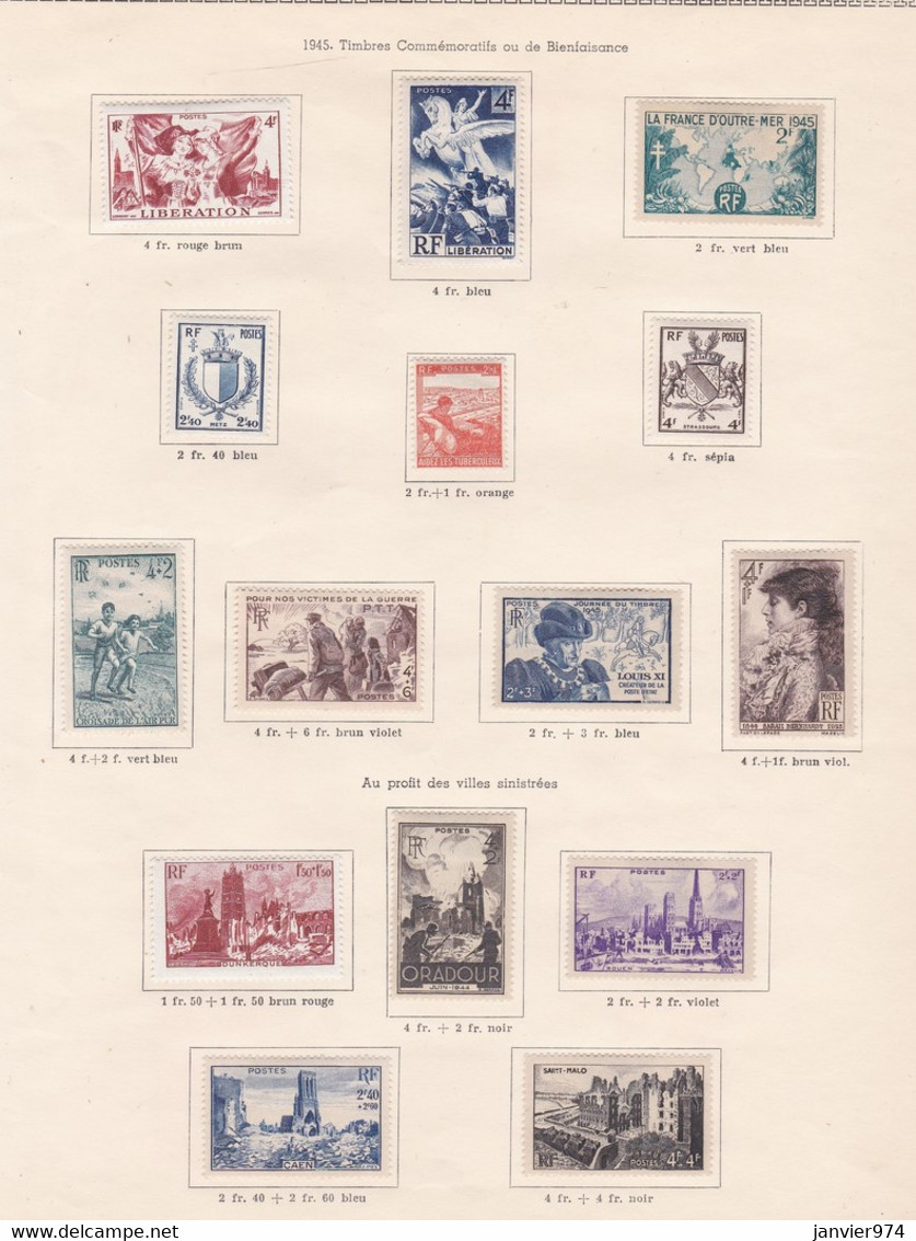 15 Timbres Neufs 1945 , Sur Charnières - Neufs