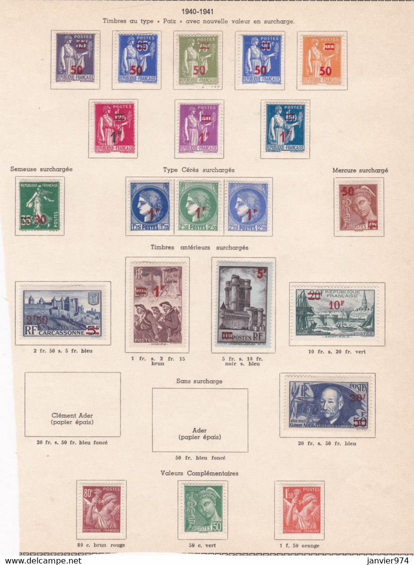 21 Timbres Neufs Avec Surcharge 1940 - 1941, Sur Charnières - Unused Stamps