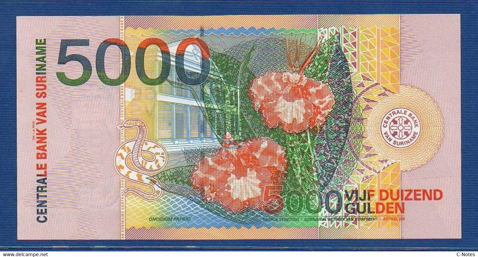 SURINAME - P.152 – 5000 Gulden 2000 UNC, Serie AH474738 - Surinam