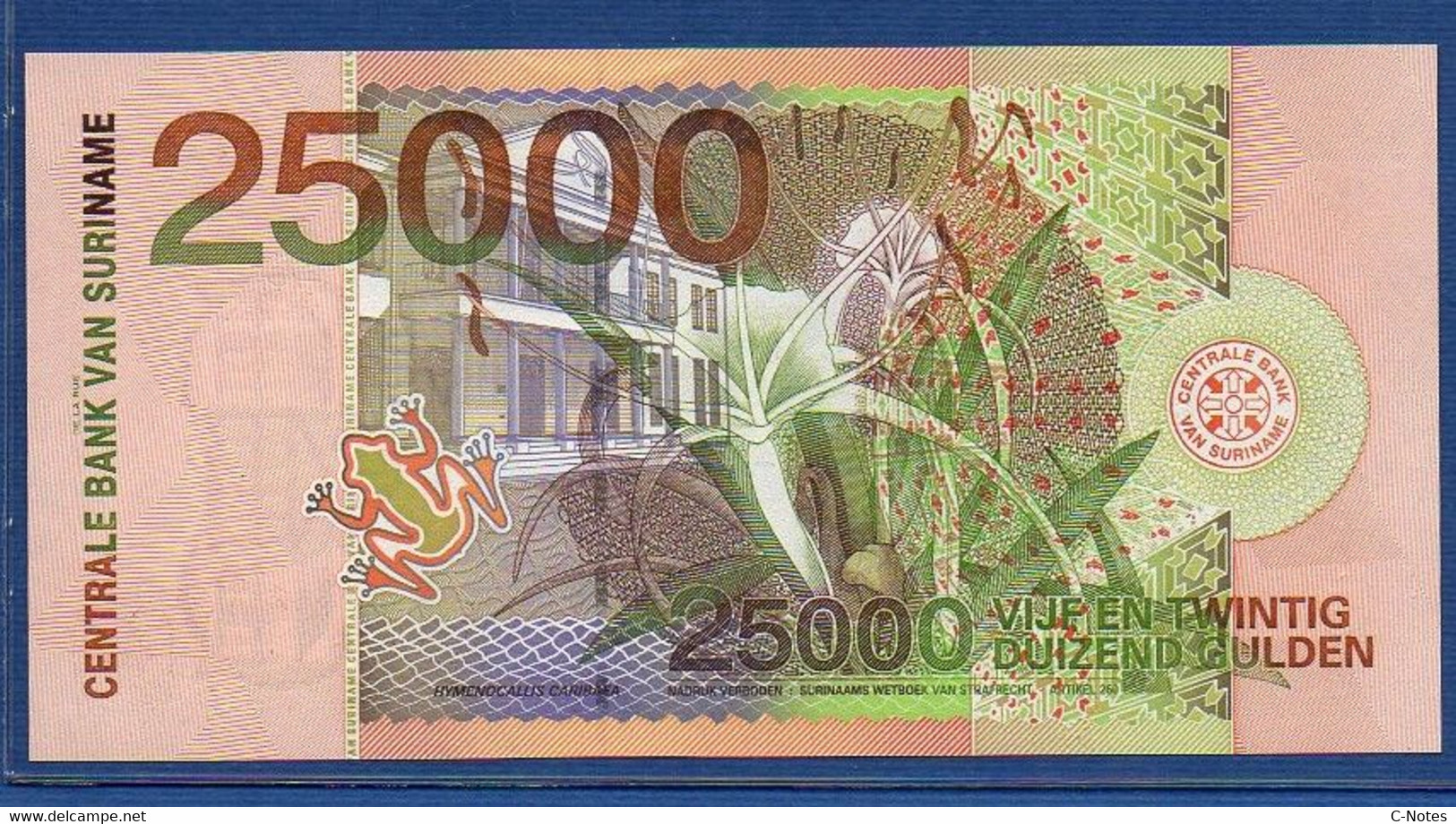 SURINAME - P.154 – 25000 Gulden 2000 UNC, Serie AA168050 - Surinam