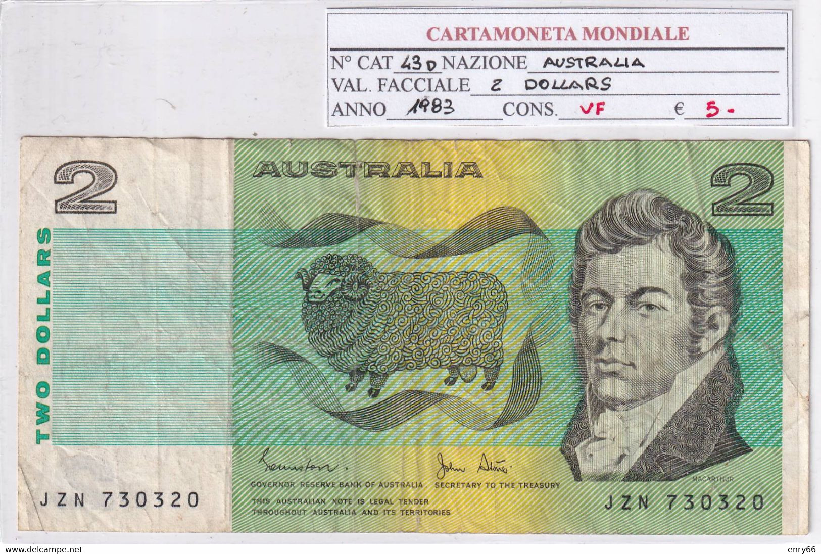 AUSTRALIA  2 DOLLARS 1983  P 43D - 1974-94 Australia Reserve Bank (Banknoten Aus Papier)