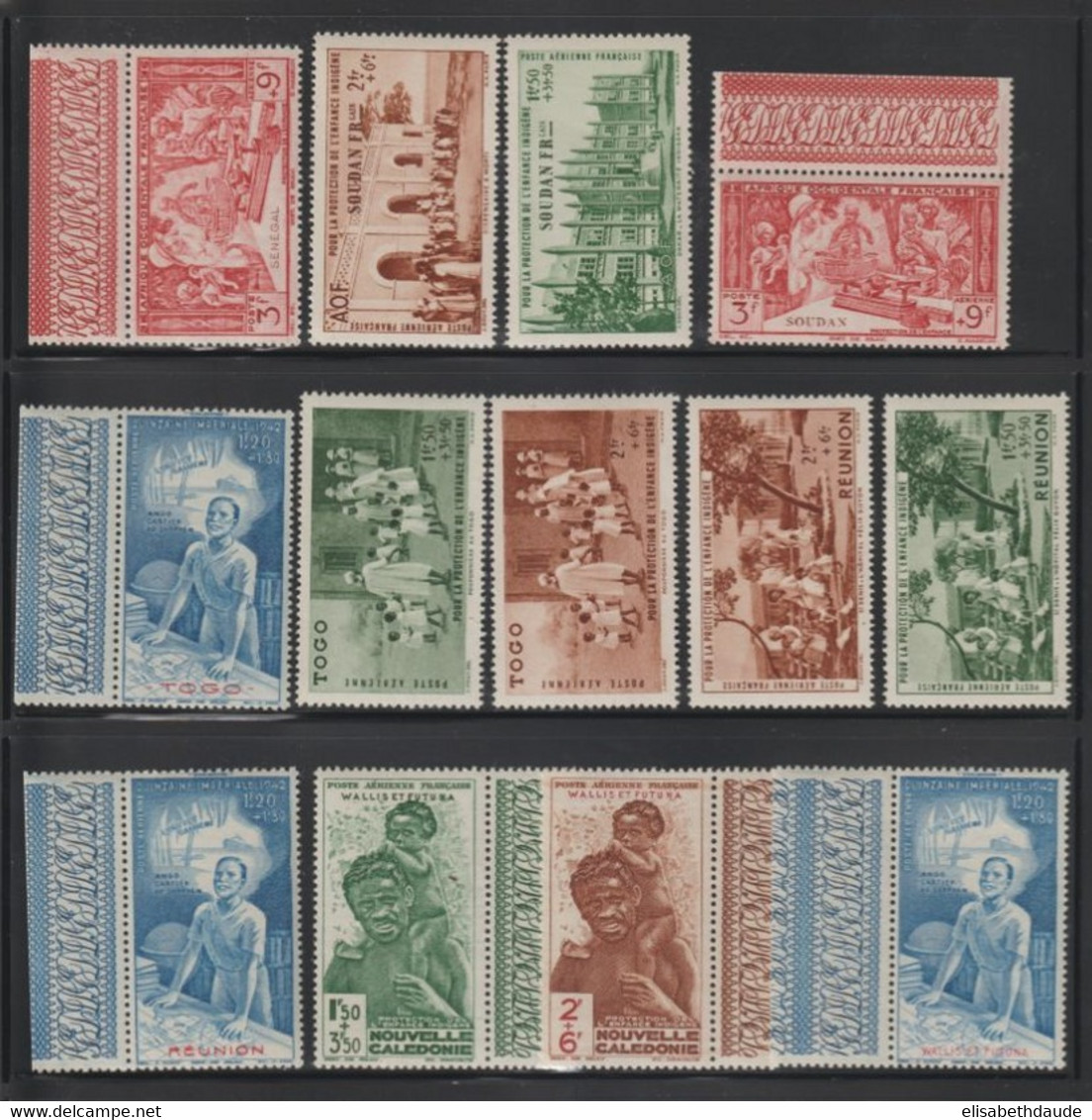 1942 - SERIE COMPLETE PEIQI - 83 VALEURS DONT BEAUCOUP AVEC BORD DE FEUILLE ** MNH ! 5 SCANS - COTE YVERT = 174 EUR - 1942 Protection De L'Enfance Indigène & Quinzaine Impériale (PEIQI)