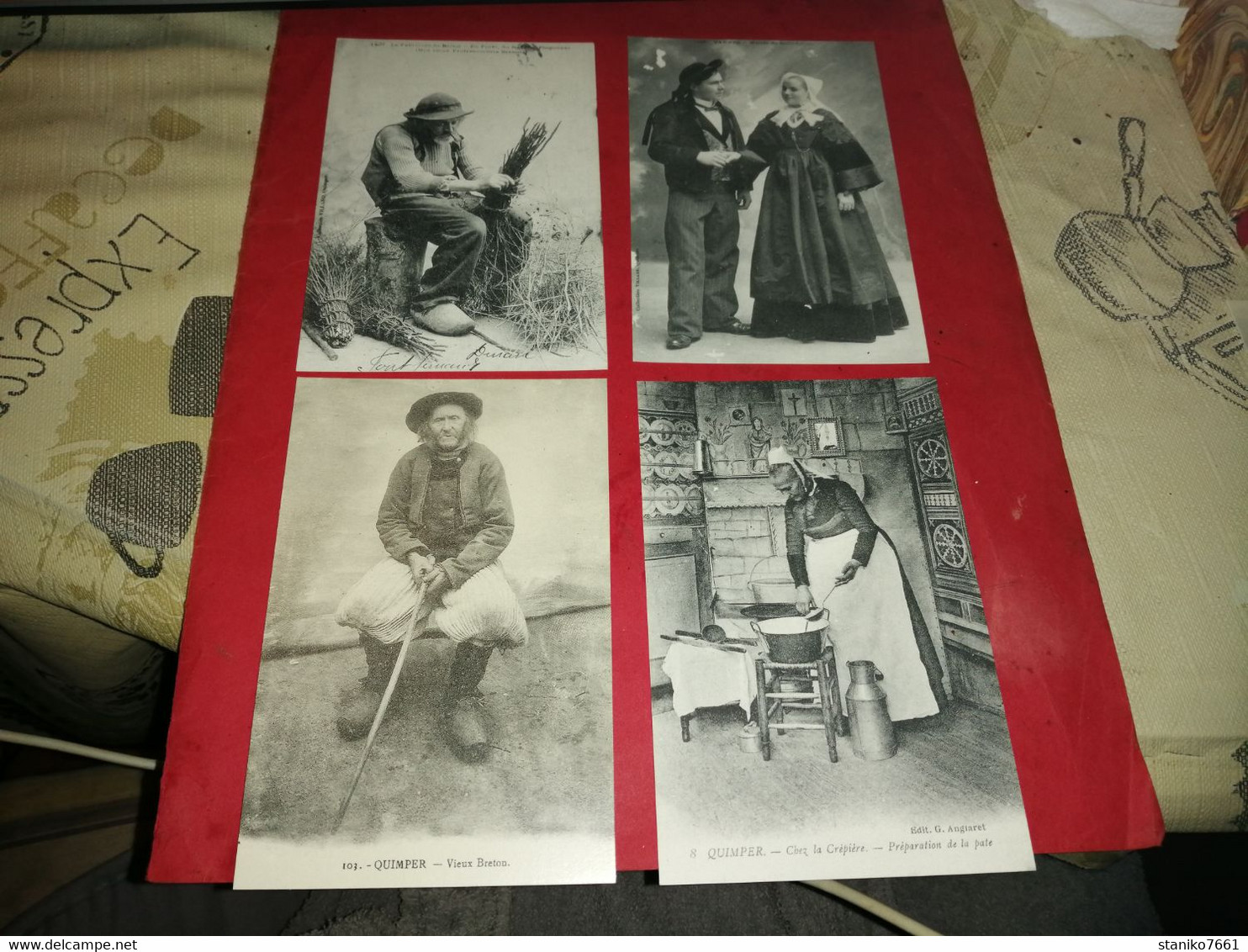 4 Carte Postale PLOGONNEC FABRIQUANT DE BALAIS VANNES MARIES QUIPER VIEUX BRETON CREPIERE Voir Photos - People