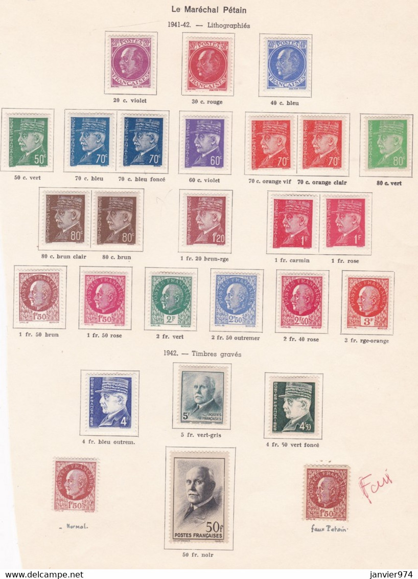 27 Timbres Neufs, Marechal Pétain 1941 1942, Sur Charnières - 1941-42 Pétain