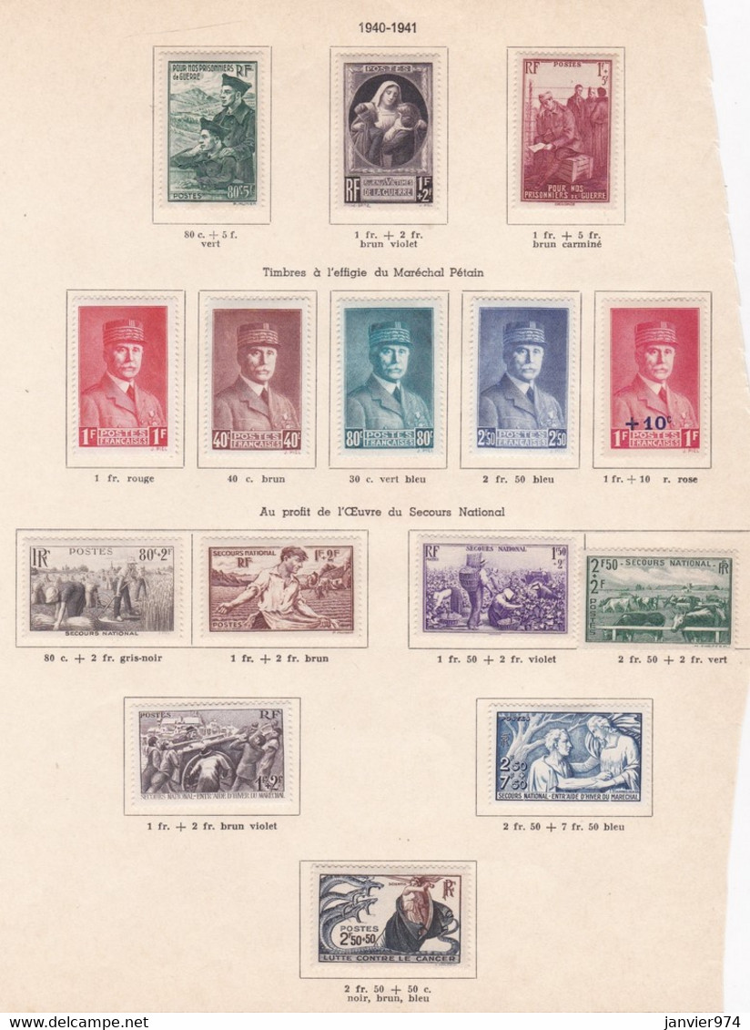 15 Timbres Neufs, 1940 - 1941 , Sur Charnières - Nuevos
