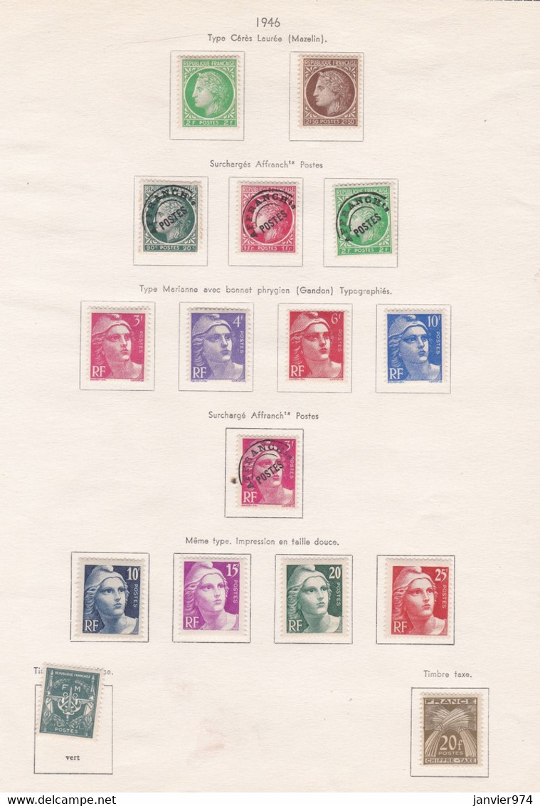 16 Timbres Neufs 1946 , Cérès, Marianne , Sur Charnières - Unused Stamps