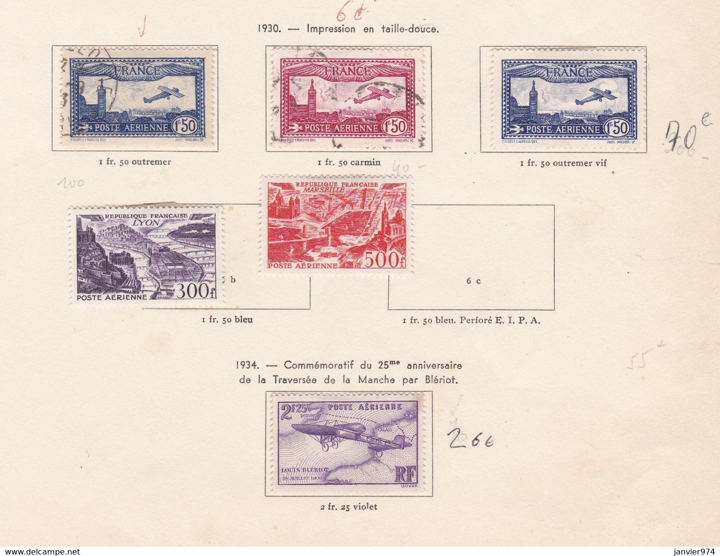 6 Timbres Poste Aérienne 1930 - 1934 , Sur Charnières - Other & Unclassified