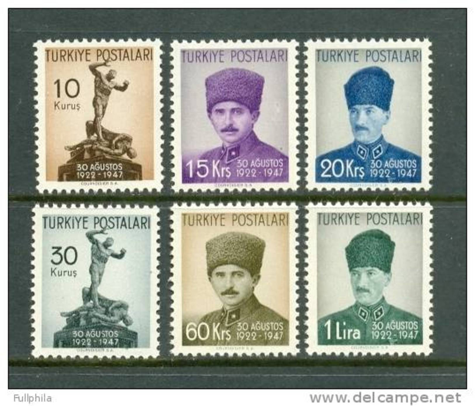 1947 TURKEY THE 25TH ANNIVERSARY OF THE SUPREME MILITARY COMMAND MAJOR BATTLE MNH ** - Unused Stamps