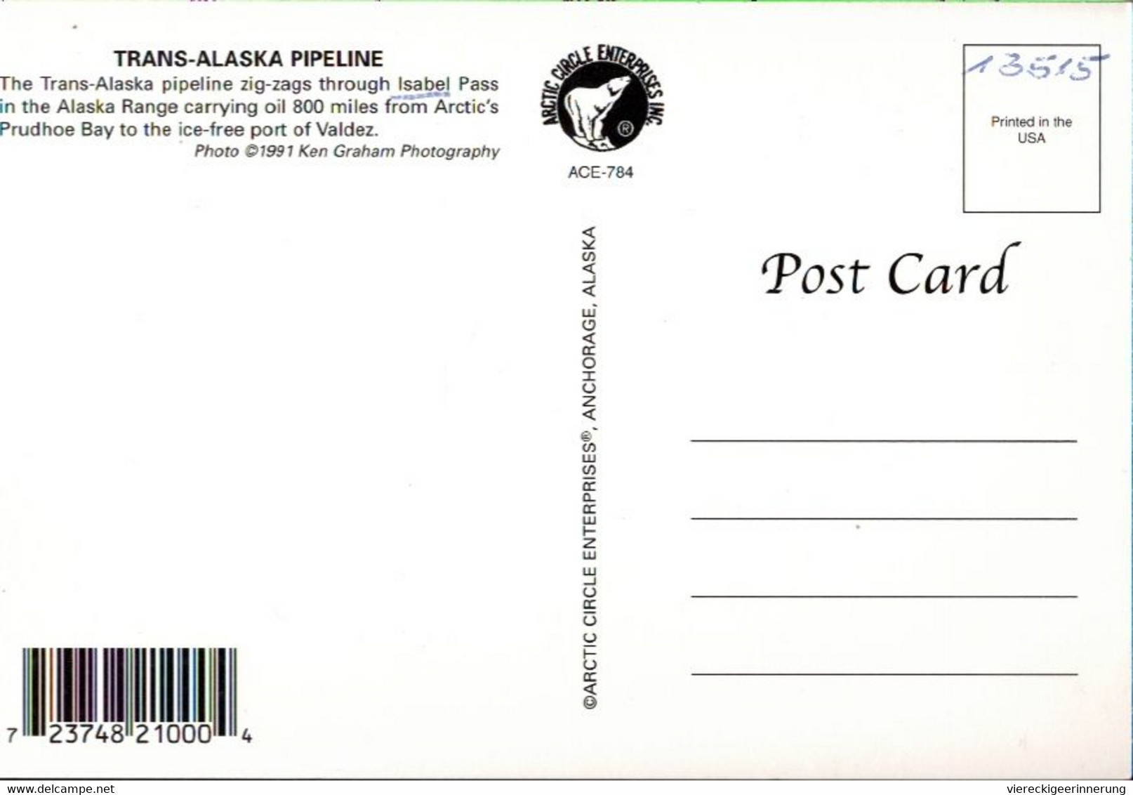 ! Modern Postcard Trans Alaska Pipeline - Altri & Non Classificati