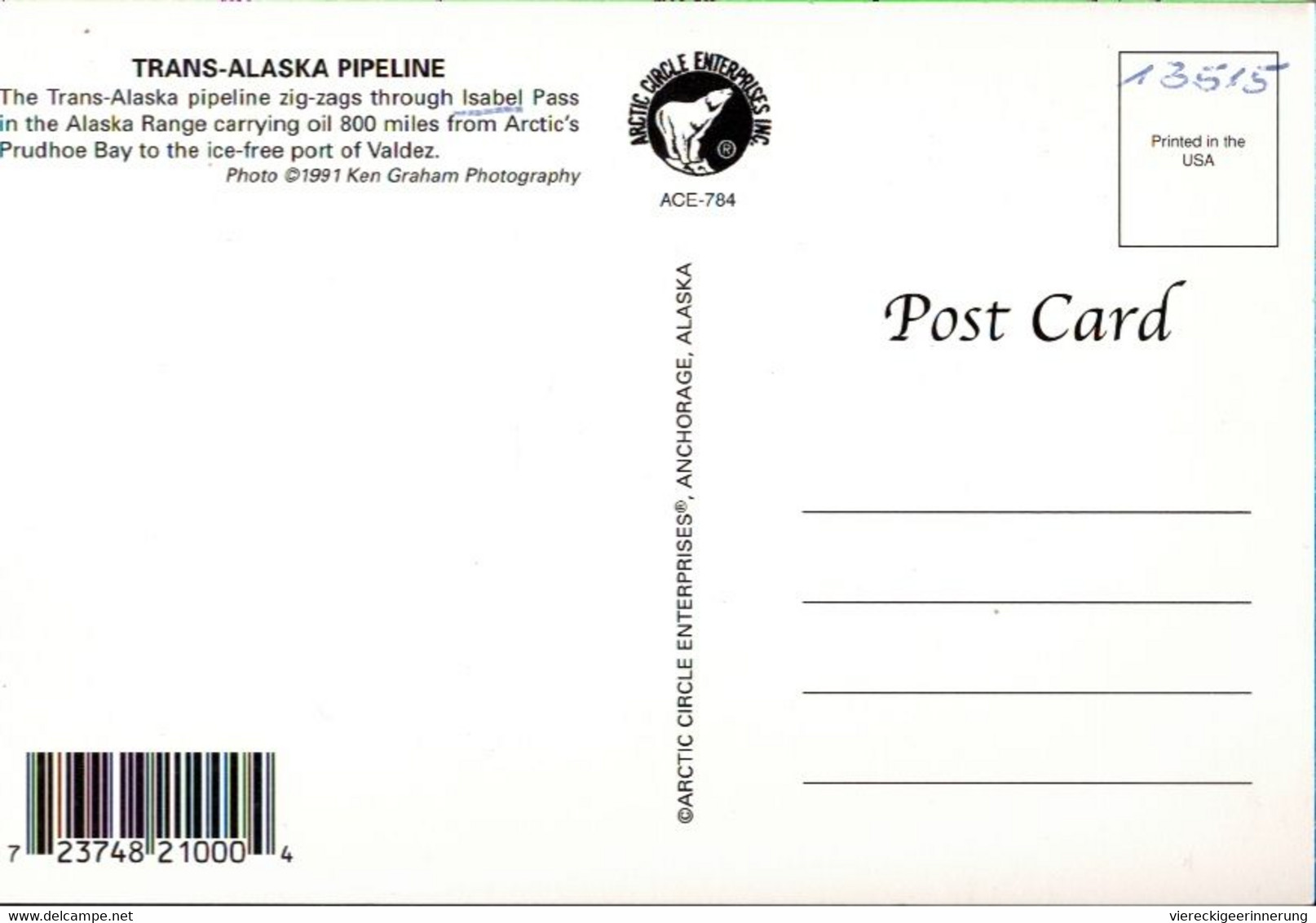 ! Modern Postcard Trans Alaska Pipeline - Other & Unclassified