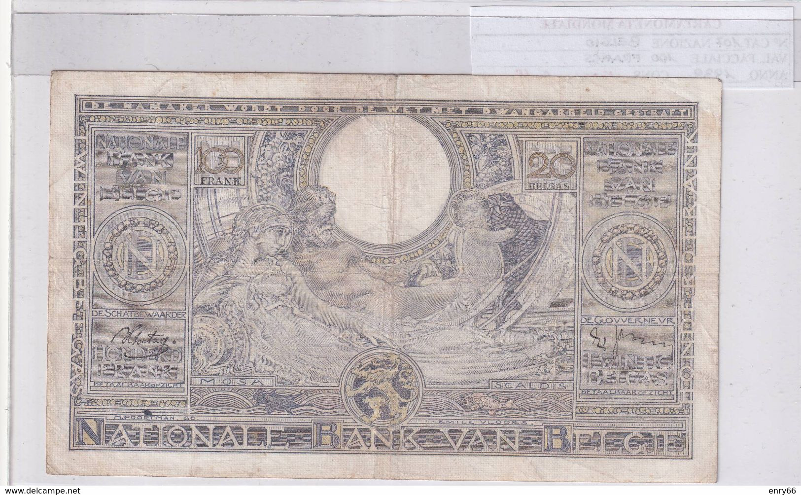 BELGIO 100 FRANCS 1939 P107 - 100 Francs
