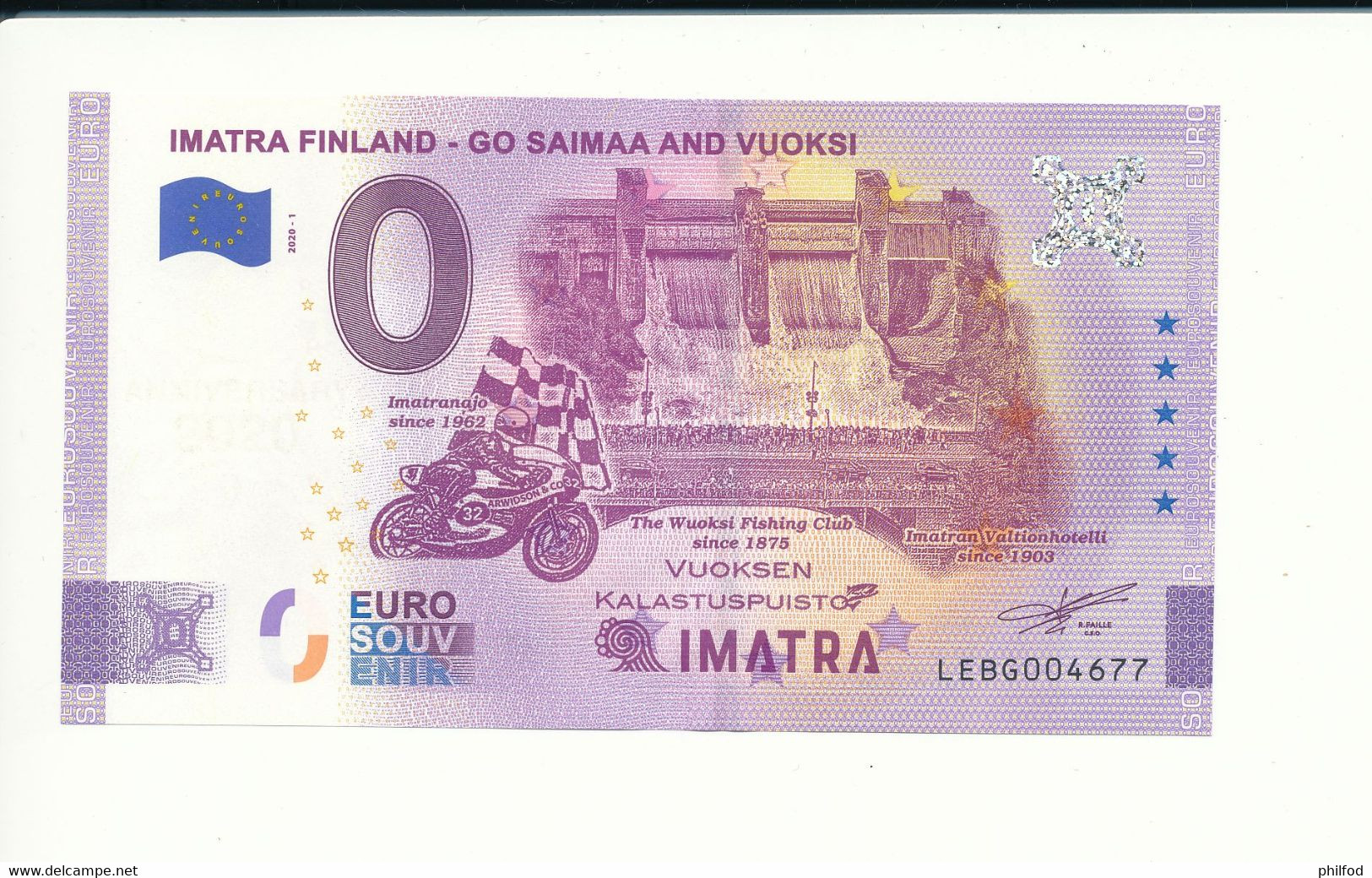 Billet Touristique 0 Euro -IMATRA FINLAND-GO SAIMAA AND VUOKSI-LEBG-2020-1A -ANNIV Fauté - N° 4677 - Billet épuisé - Autres & Non Classés