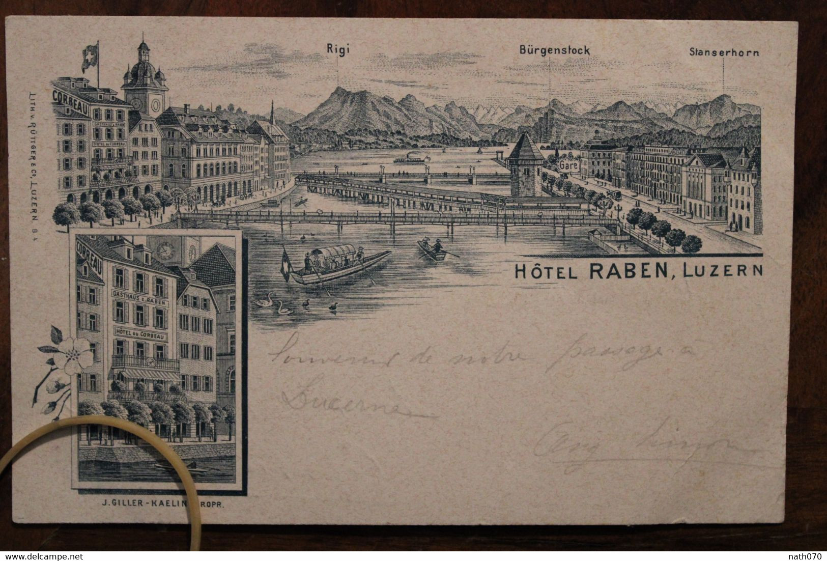 CPA AK 1900's Hotel Raben Luzern Suisse Gruss Aus Schweiz Litho Switzerland - Lucerne