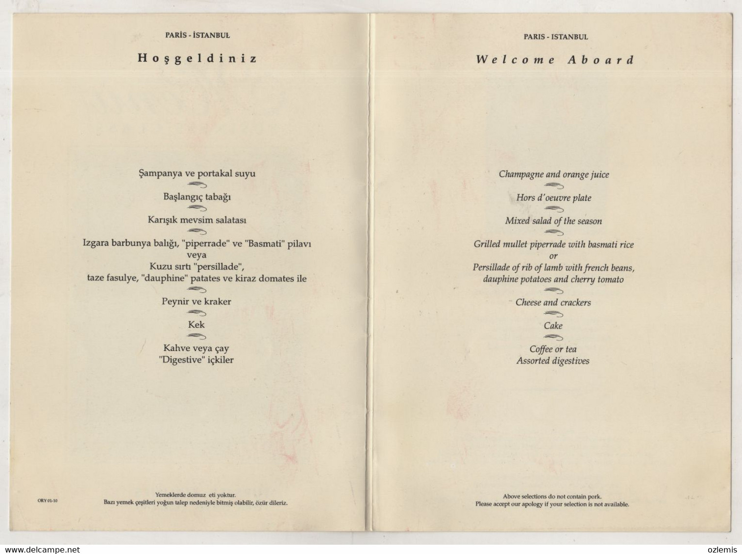 TURKISH ,AIRLINES,BUSINESS CLASS, MENU - Menu Cards