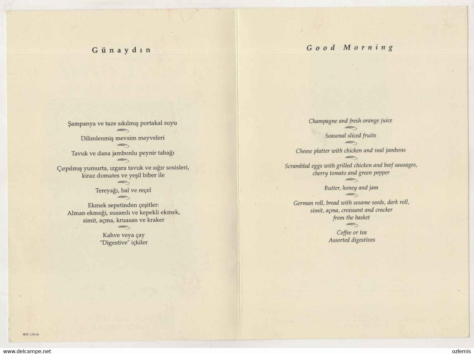 TURKISH ,AIRLINES,BUSINESS CLASS, MENU - Menus