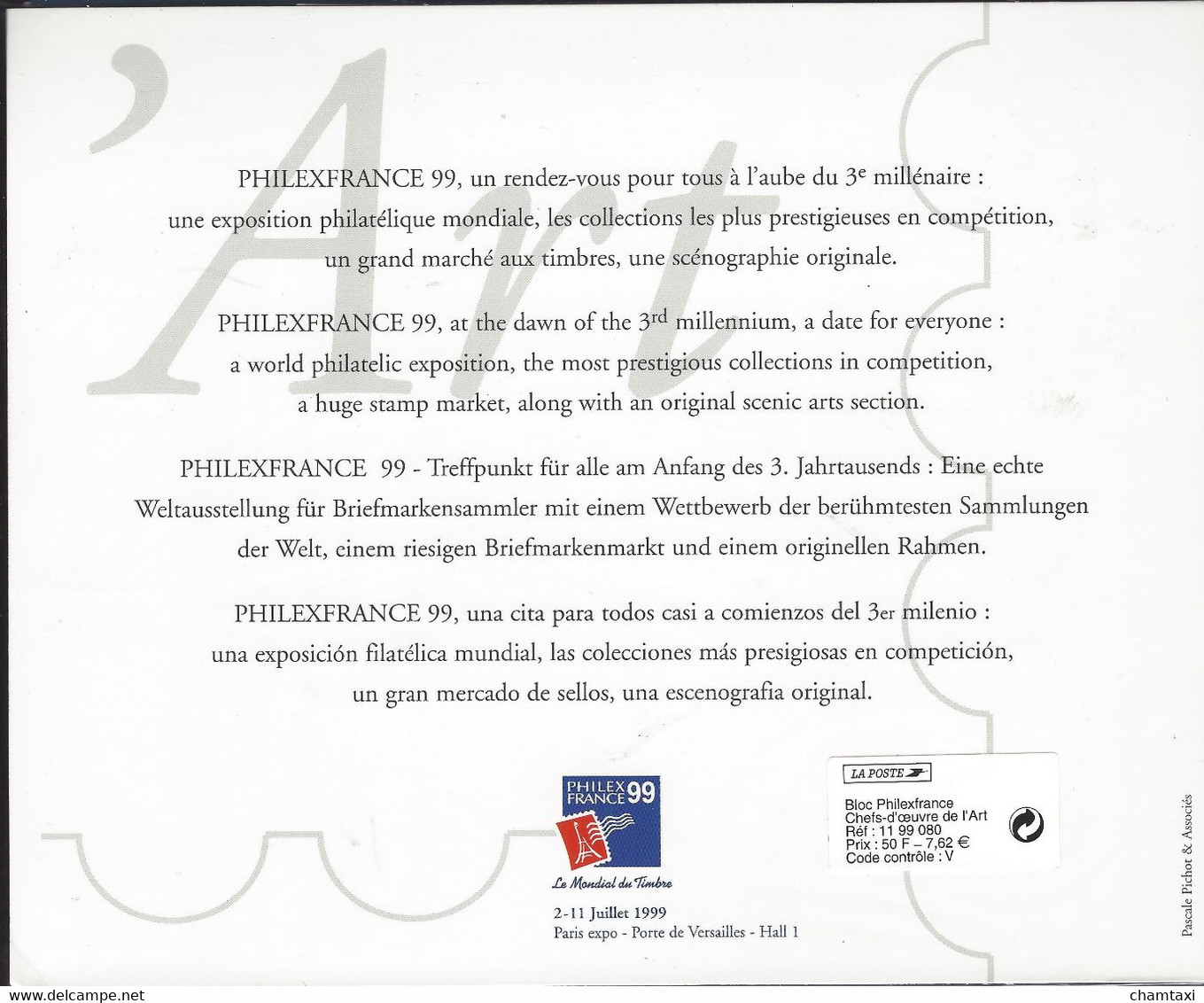 FRANCE 1999 ANNEE COMPLETE 57 TIMBRES EMIS EN FEUILLE  LES 5 TIMBRES ISSUS DE CARNET 5 CARNETS 5 BLOCS PA 63 SERVICE (2)
