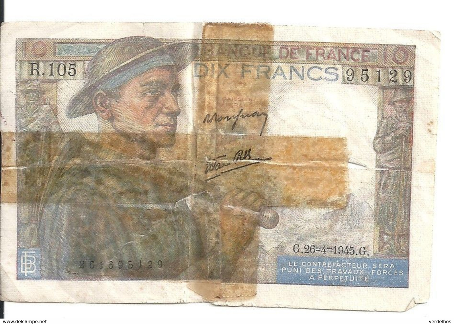 FRANCE 10 FRANCS 1945 G P 99 - 10 F 1941-1949 ''Mineur''