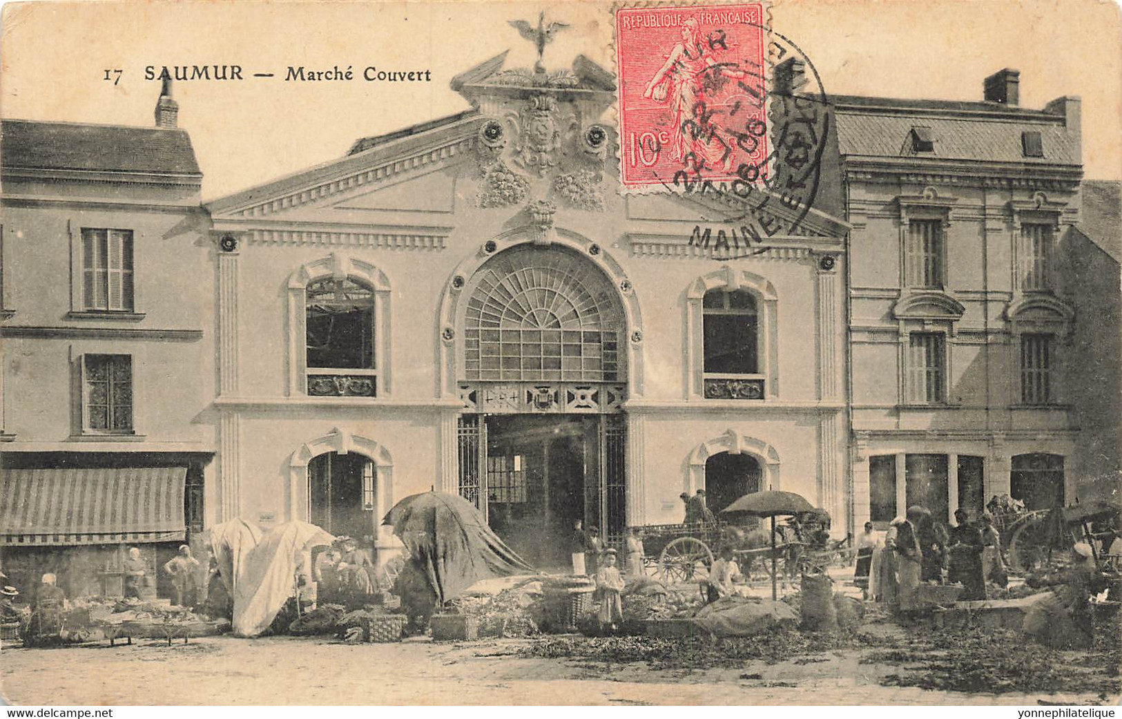 49 - MAINE ET LOIRE - SAUMUR - Thème Marchés - Marché Couvert  - Circulée 1908 - 11390 - Marchés