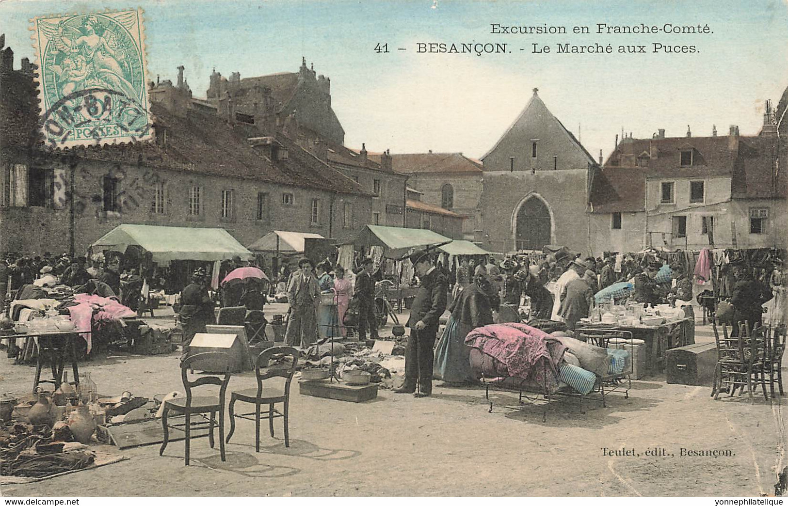 25 - DOUBS - BESANÇON - Thème Marchés - Le Marché Aux Puces Version Colorisée Teulet éditeur - 11388 - Marchés