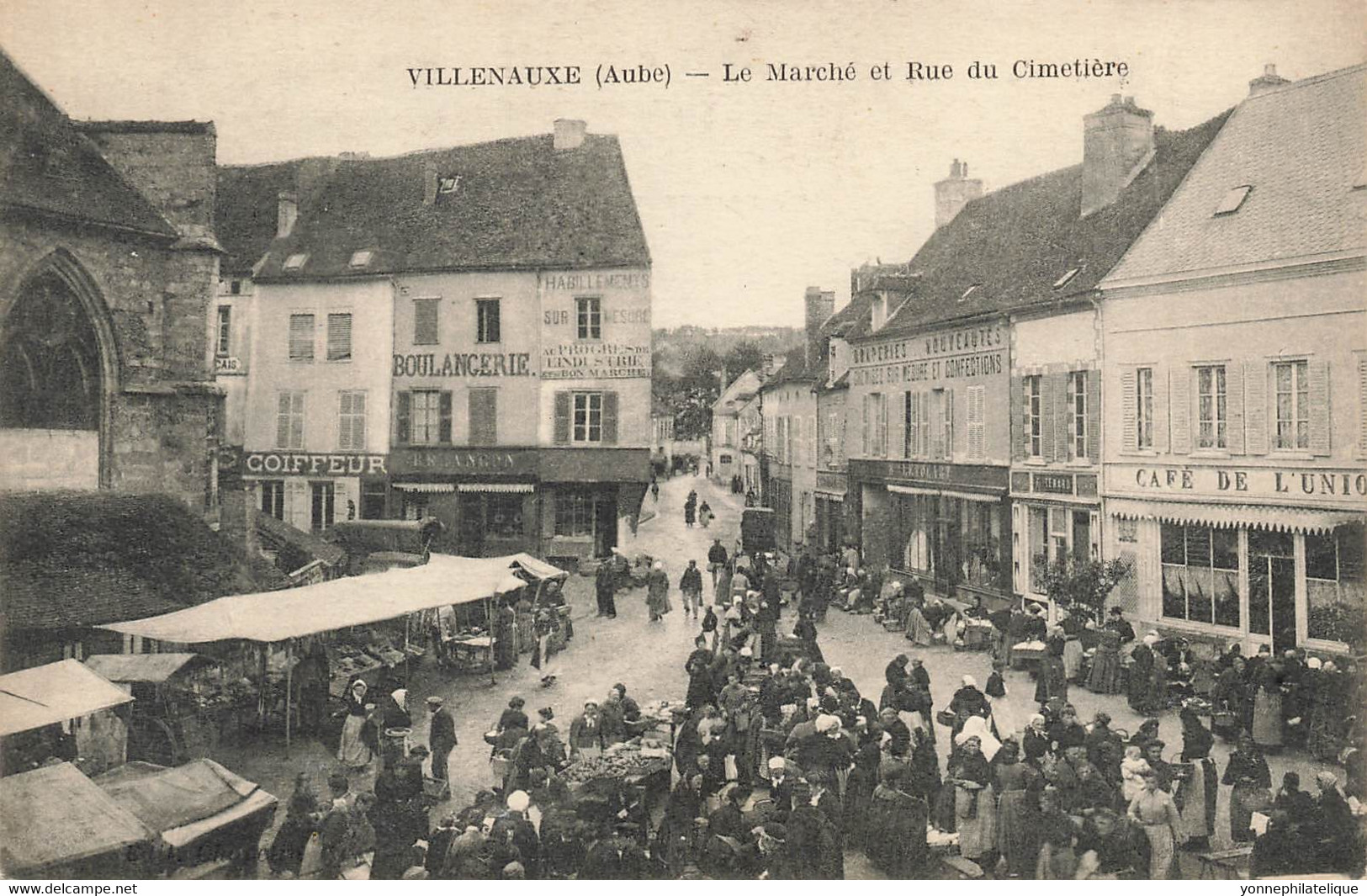 10 - AUBE - VILLENAUXE - Thème Marchés - Le Marché Et Rue Du Cimetière - Circulée En 1920 - 11395 - Marchés