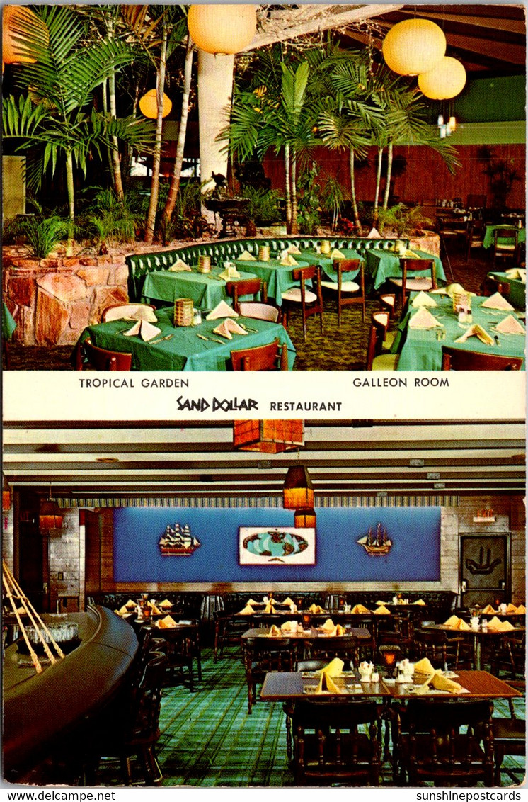 Florida St Petersburg Sand Dollar Restaurant & Lounge Split View Showing Tropical Garden And Galleon Room - St Petersburg