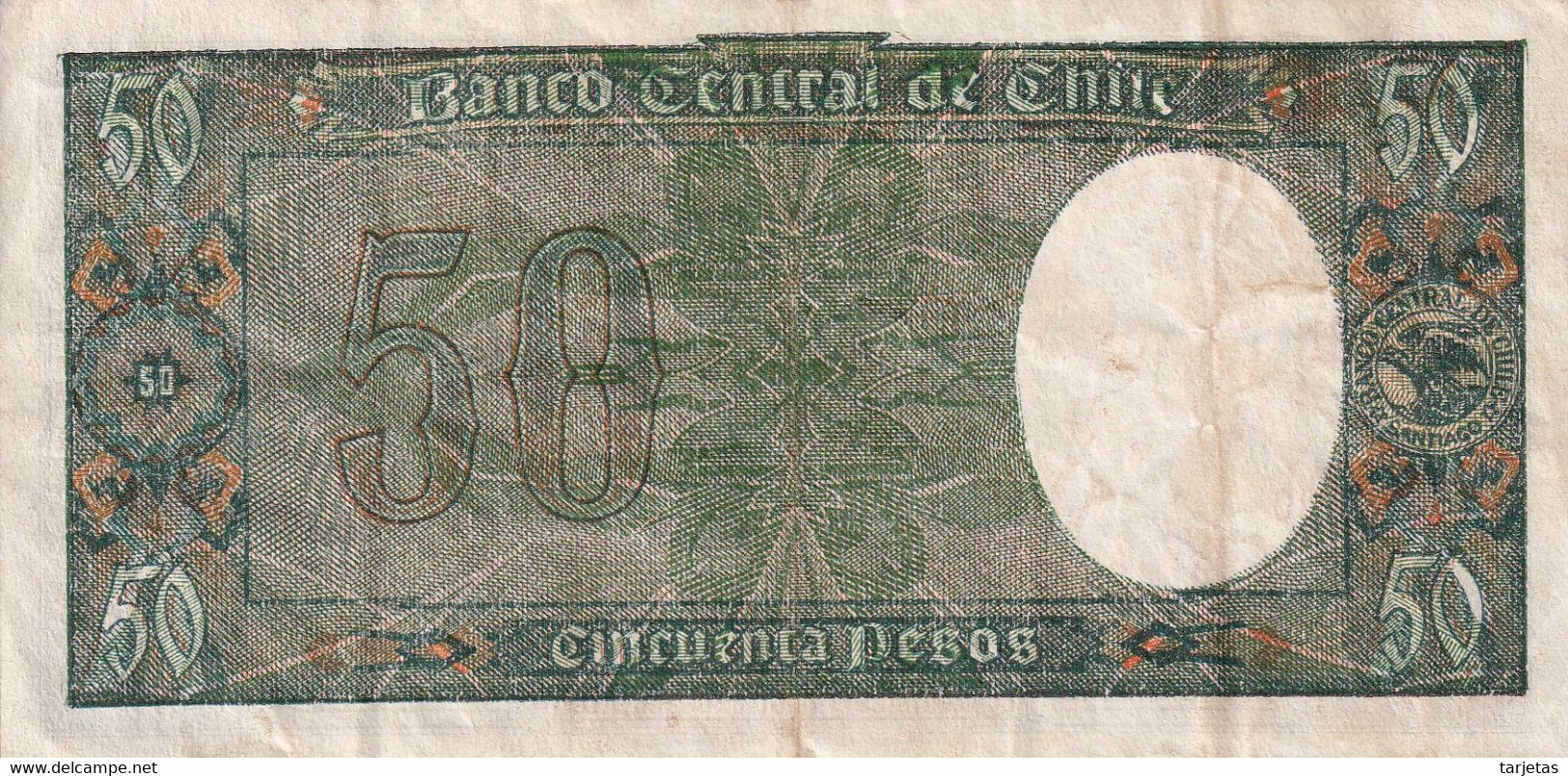 BILLETE DE CHILE DE 50 PESOS DEL AÑO 1947 EN CALIDAD MBC (VF) (BANK NOTE) - Chile