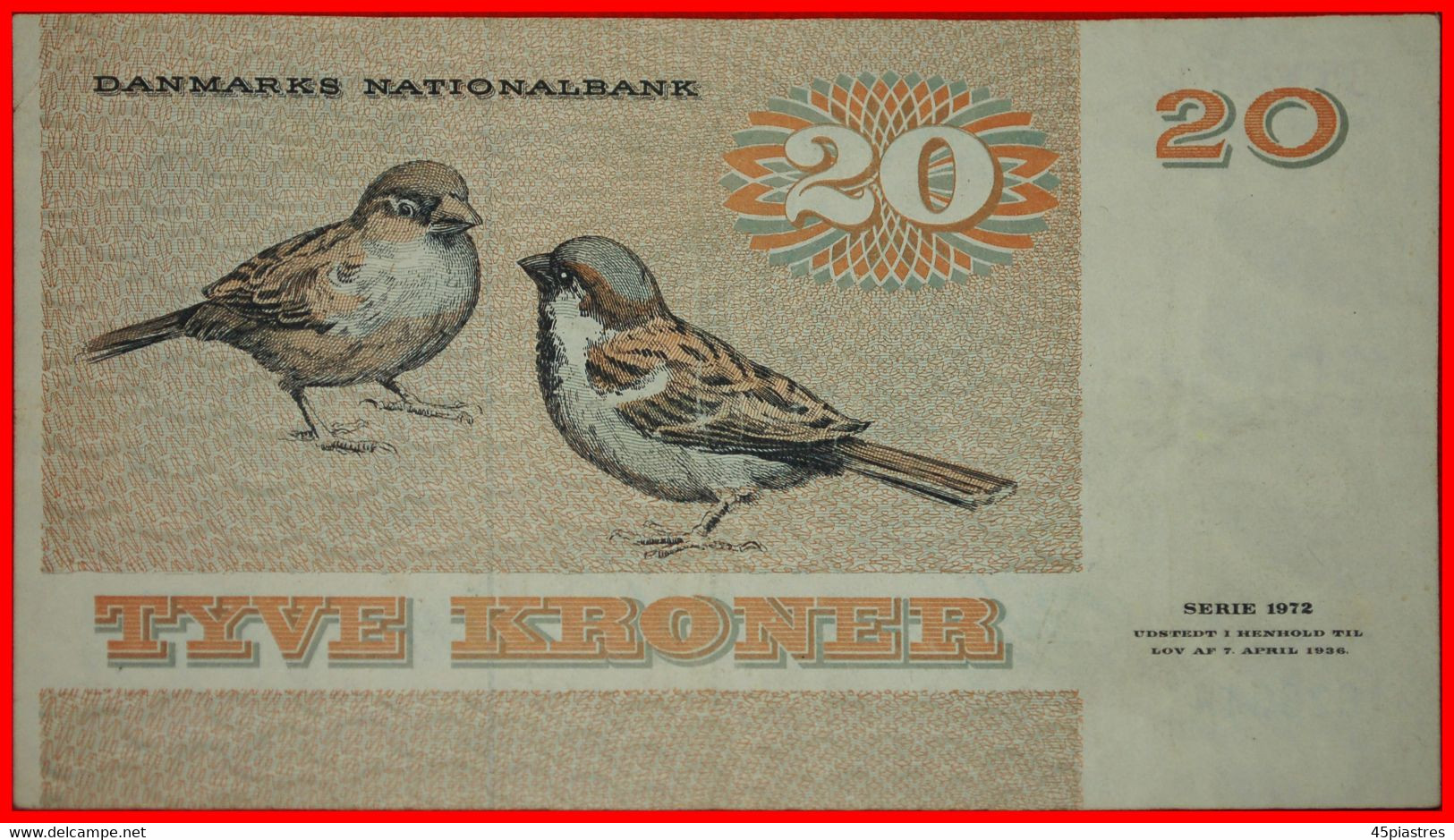 * SPARROWS (1972-1988): DENMARK  20 CROWNS 1983! TO BE PUBLISHED! LAW 1936! CRISP! LOW START  NO RESERVE! - Dinamarca