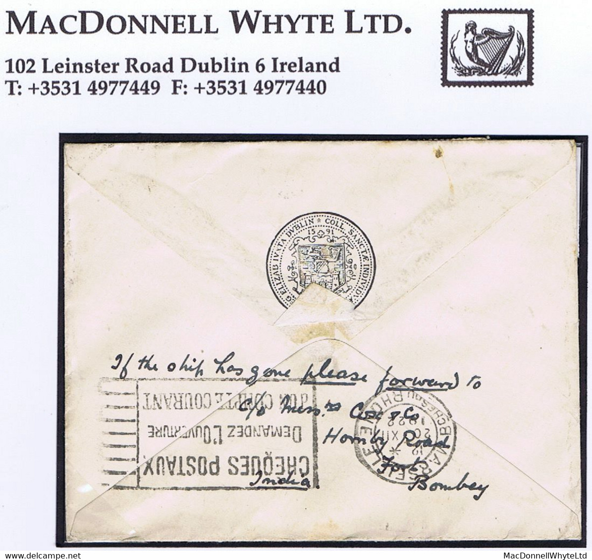 Ireland 1922 (Nov) Thom Wide Setting ½d, Mixed Usage With Thom Narrow ½d (5) On Cover To SS Mantua At Marseilles - Briefe U. Dokumente