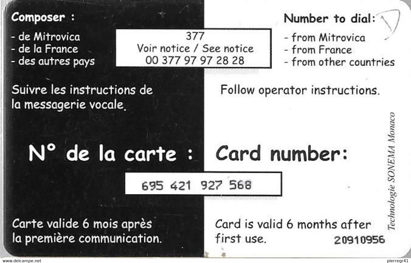 CARTE-PREPAYEE-MILITAIRE- ECOPHONING-DIVISION TRIDANT-ROSE PALE-PALE-20000Ex-TBE -  Cartes à Usage Militaire