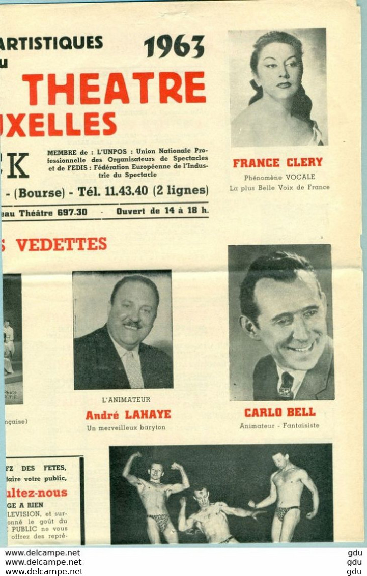 Programme ' Nouveau Théâtre De Bruxelles  ' Les Galas Artistiques - Programmes