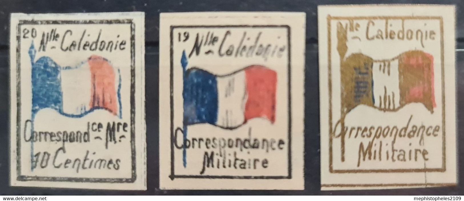 NOUVELLE CALÉDONIE 1893 - MLH - YT 1, 2, 3 - Franchise Militaire - Ongebruikt