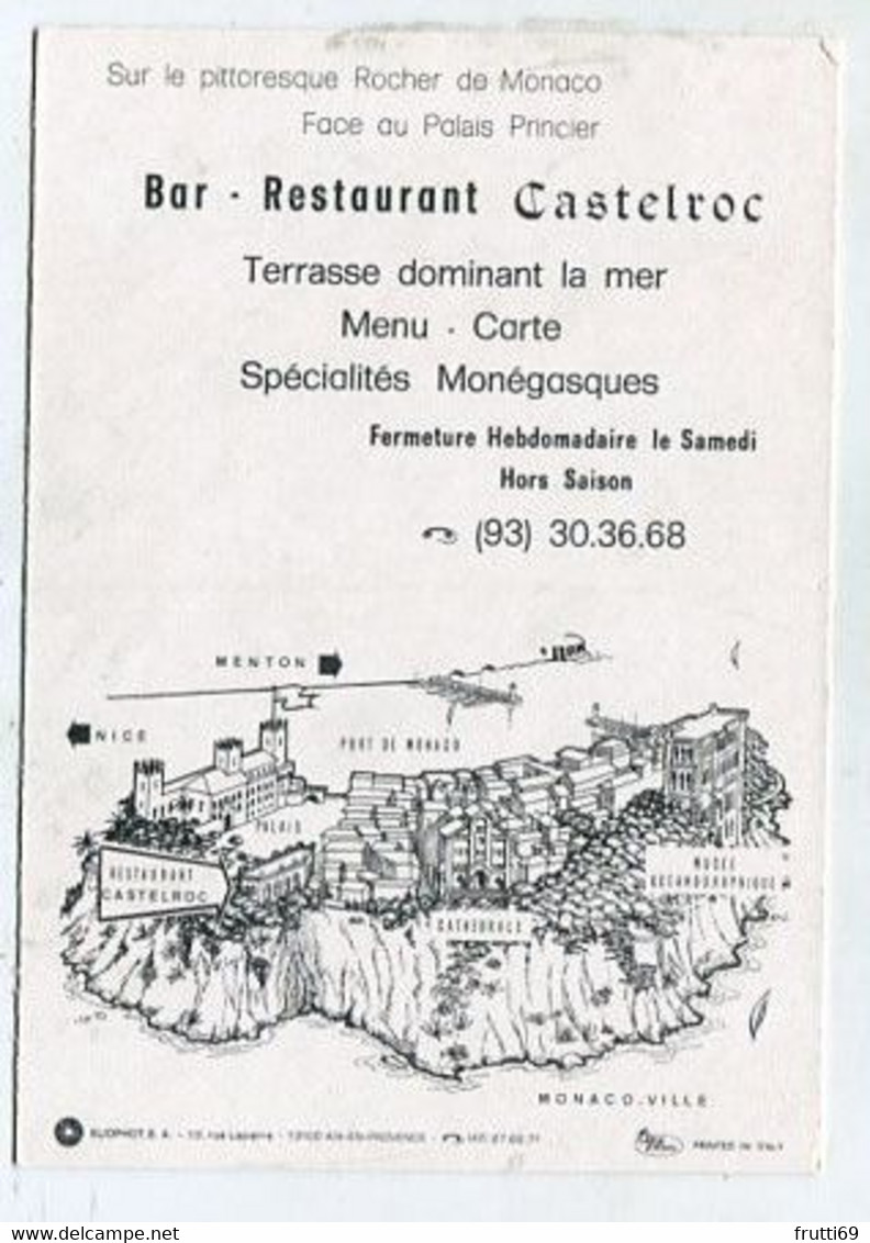 AK 117055 MONACO - Monaco-Ville - Restaurant Castelroc Bar - Wirtschaften & Restaurants
