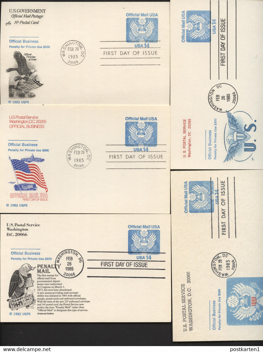 UZ3 5 Official Mail Postal Cards FDC 1985 - 1981-00