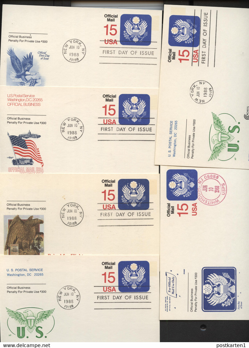 UZ4 6 Official Mail Postal Cards FDC 1988 - 1981-00
