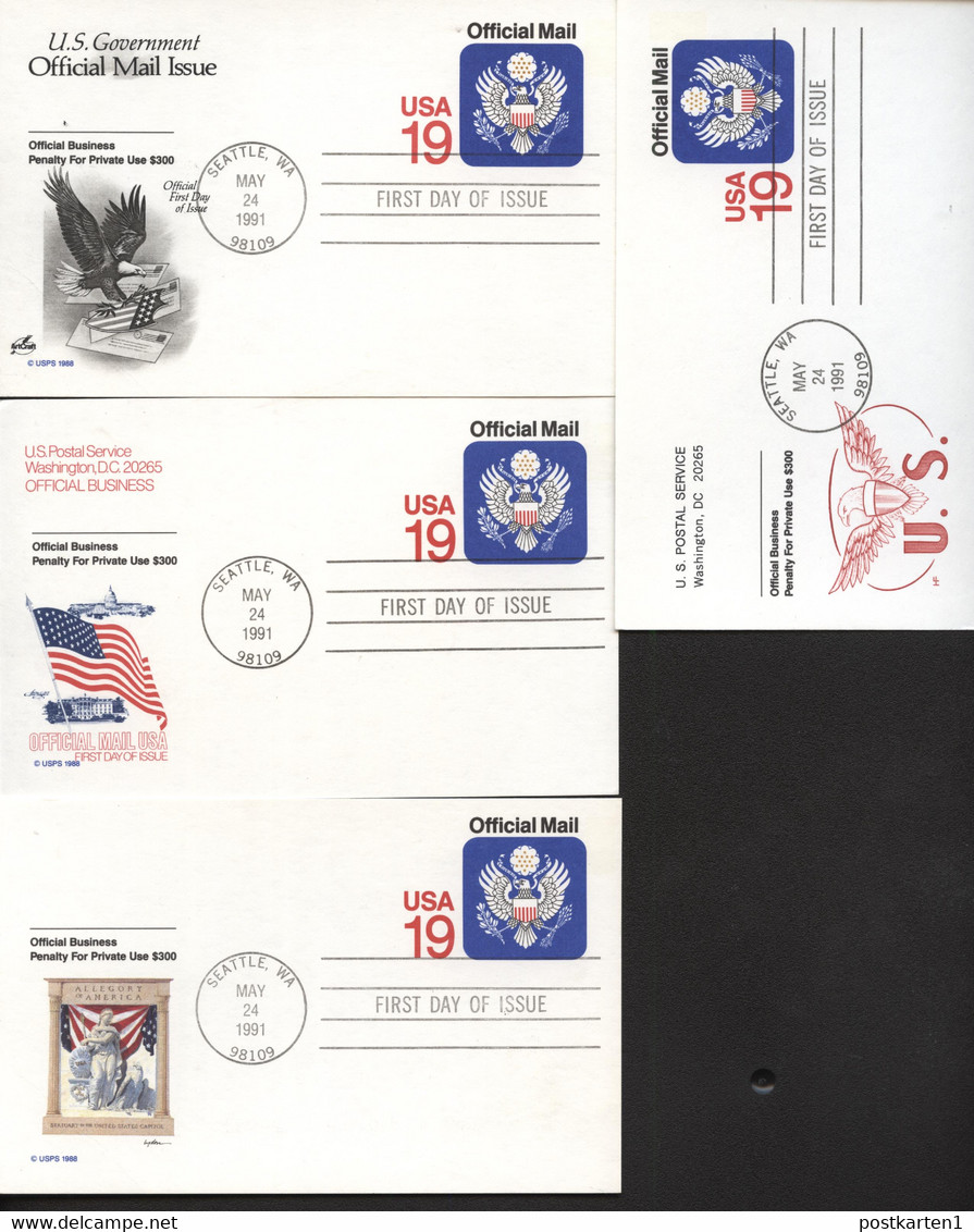 UZ5 4 Official Mail Postal Cards FDC 1991 - 1981-00