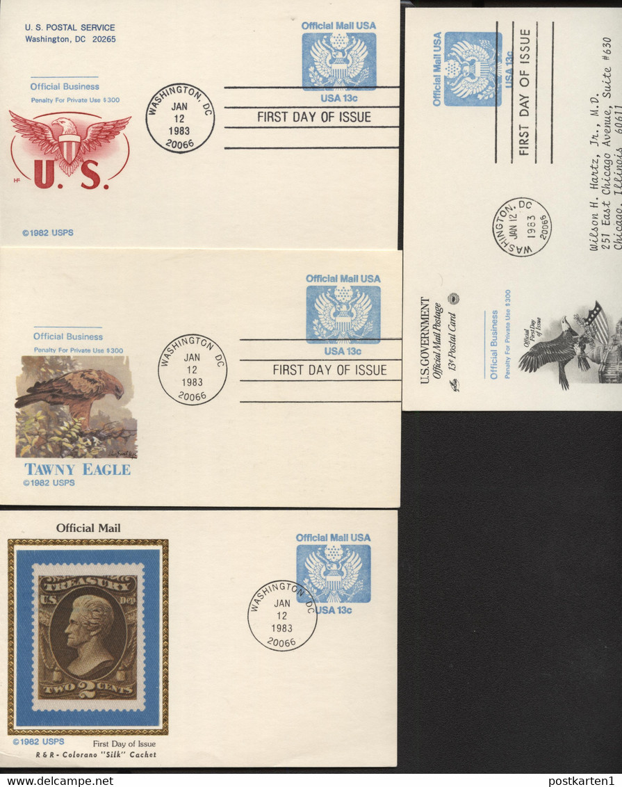 UZ2 4 Official Mail Postal Cards FDC 1983 - 1981-00