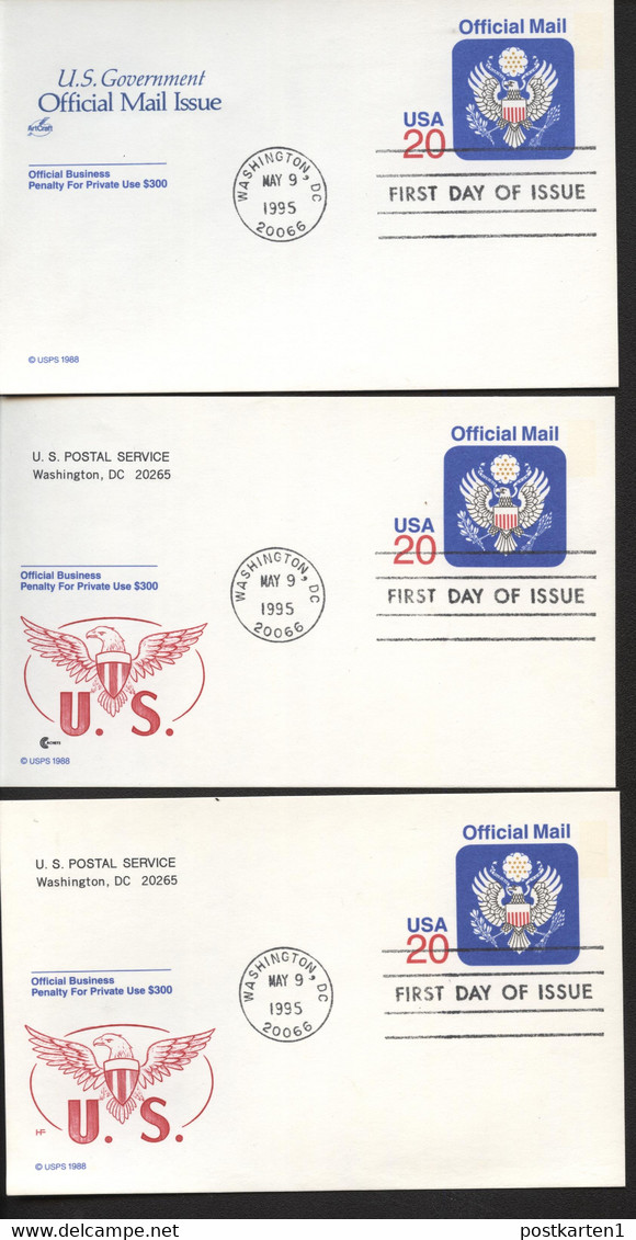 UZ6 3 Official Mail Postal Cards FDC 1995 - 1981-00