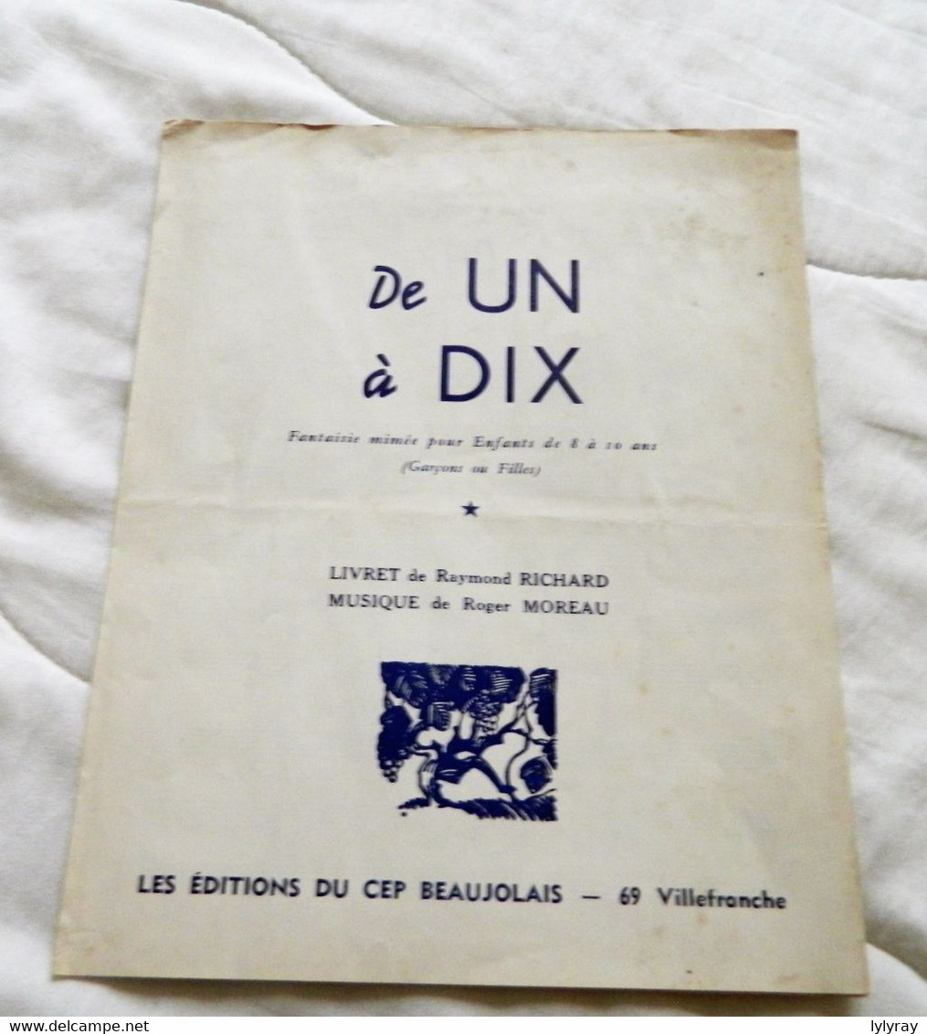 Livret De Un A Dix Fascicule Texte Et Partition De Roger Moreau - Etude & Enseignement