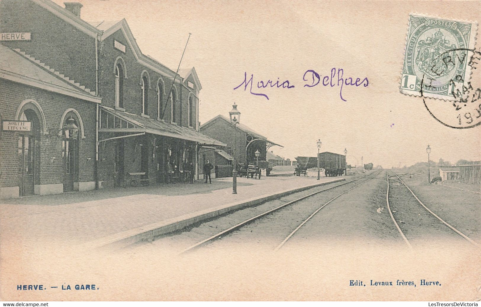 Belgique - Herve - La Gare - Edit. Levaux - Animé - Wagon - Carte Postale Ancienne - Herve