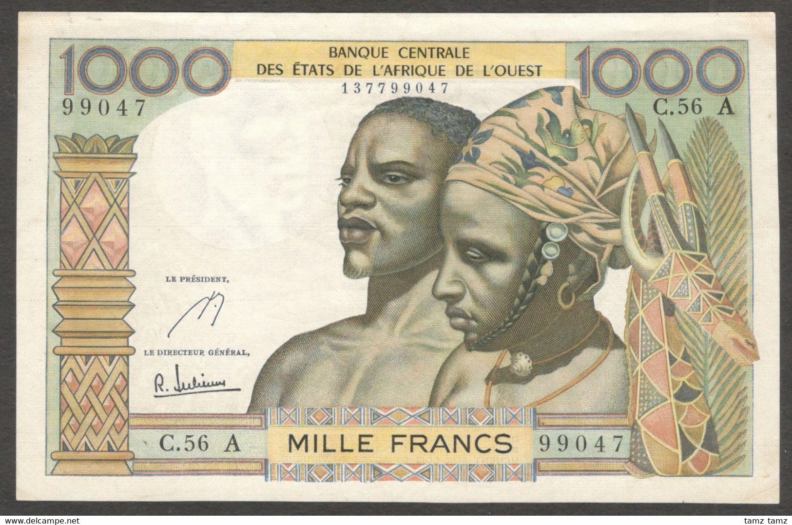 West Africa States Cote D'Ivoire Ivory Coast 1000 1,000 Francs 1977-92 XF To XF+ - Costa D'Avorio