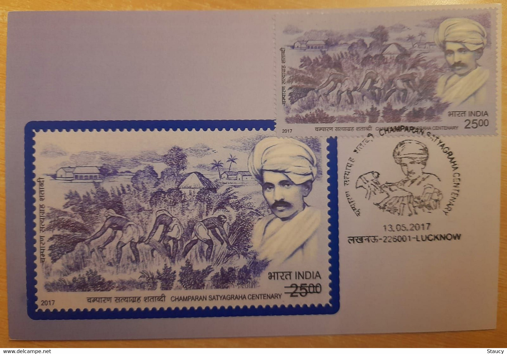 INDIA 2017 Champaran Satyagraha Centenary Mahatma Gandhi LUCKNOW CIRCLE MAX CARD 4v SET SCARCE LIMITED ISSUE - Covers & Documents