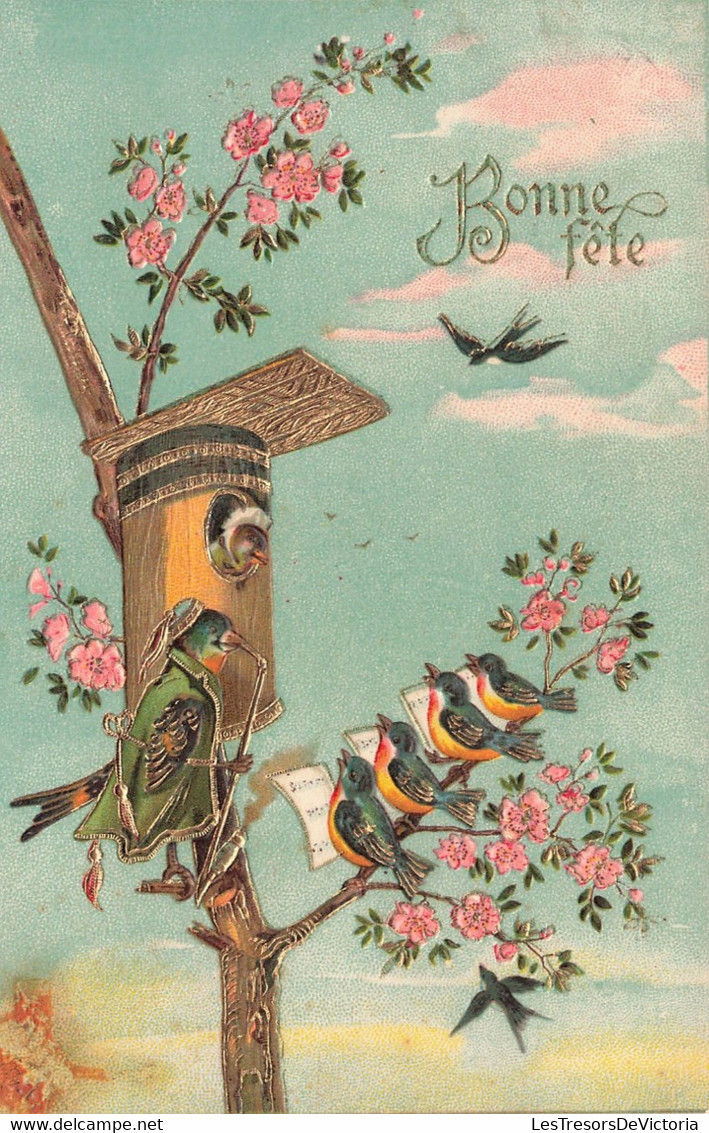 Fantaisies - Animaux Habillés - Bonne Fête - Dorure - Relief - Oblitéré Waremme 1909 - Carte Postale Ancienne - Dressed Animals