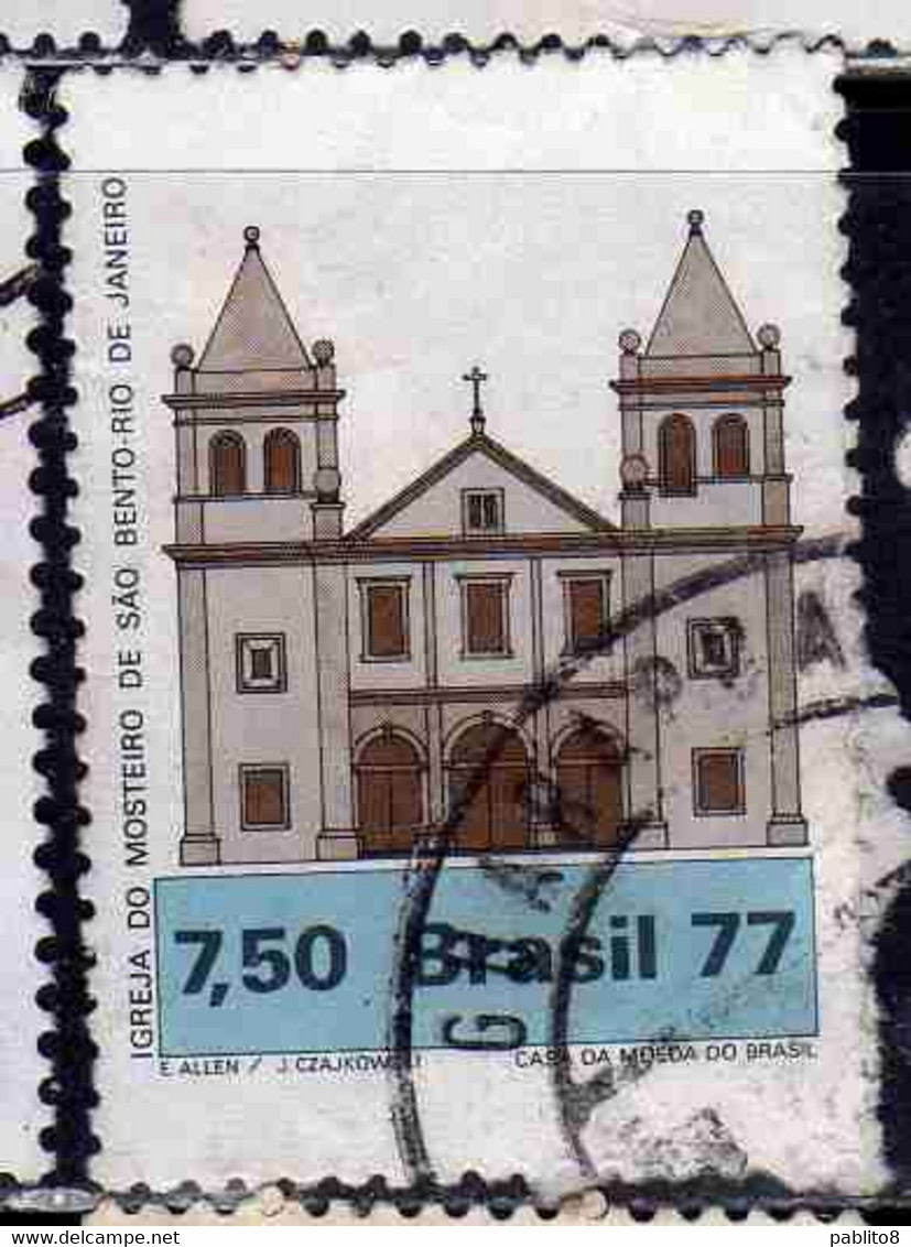 BRAZIL BRASIL BRASILE BRÉSIL 1977 BRAZILIAN ARCHITECTURE BENTO MONASTERY CHURCH RIO DE JANEIRO 7.50cr USED USATO OBLIT - Used Stamps